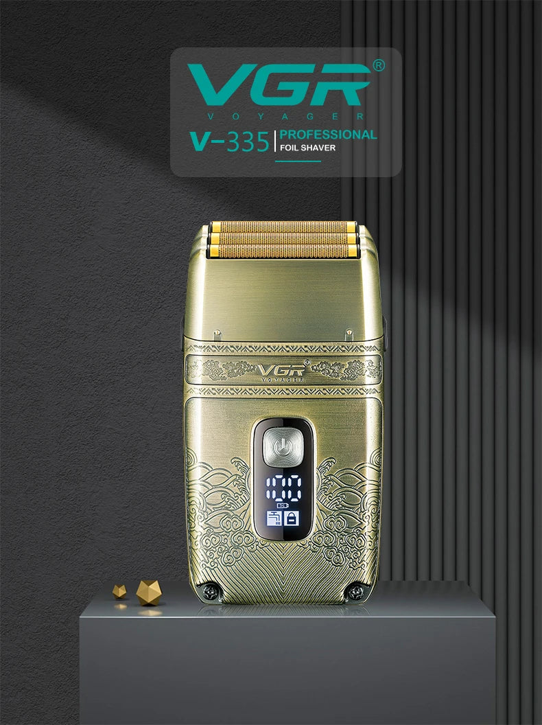 VGR V-335 Professional Foil Shaver – Triple Titanium Blade, LED, IPX6, 80min, USB
