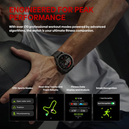 Ciberer Vertix Stratos 4 GPS Smart Watch – 1.43" AMOLED, Compass, Flashlight, 170+ Sports, 5ATM