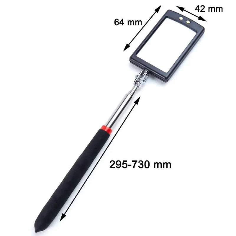 Telescopic LED Inspection Mirror | 360° Extending Mechanic Tool for Hard-to-Reach Areas