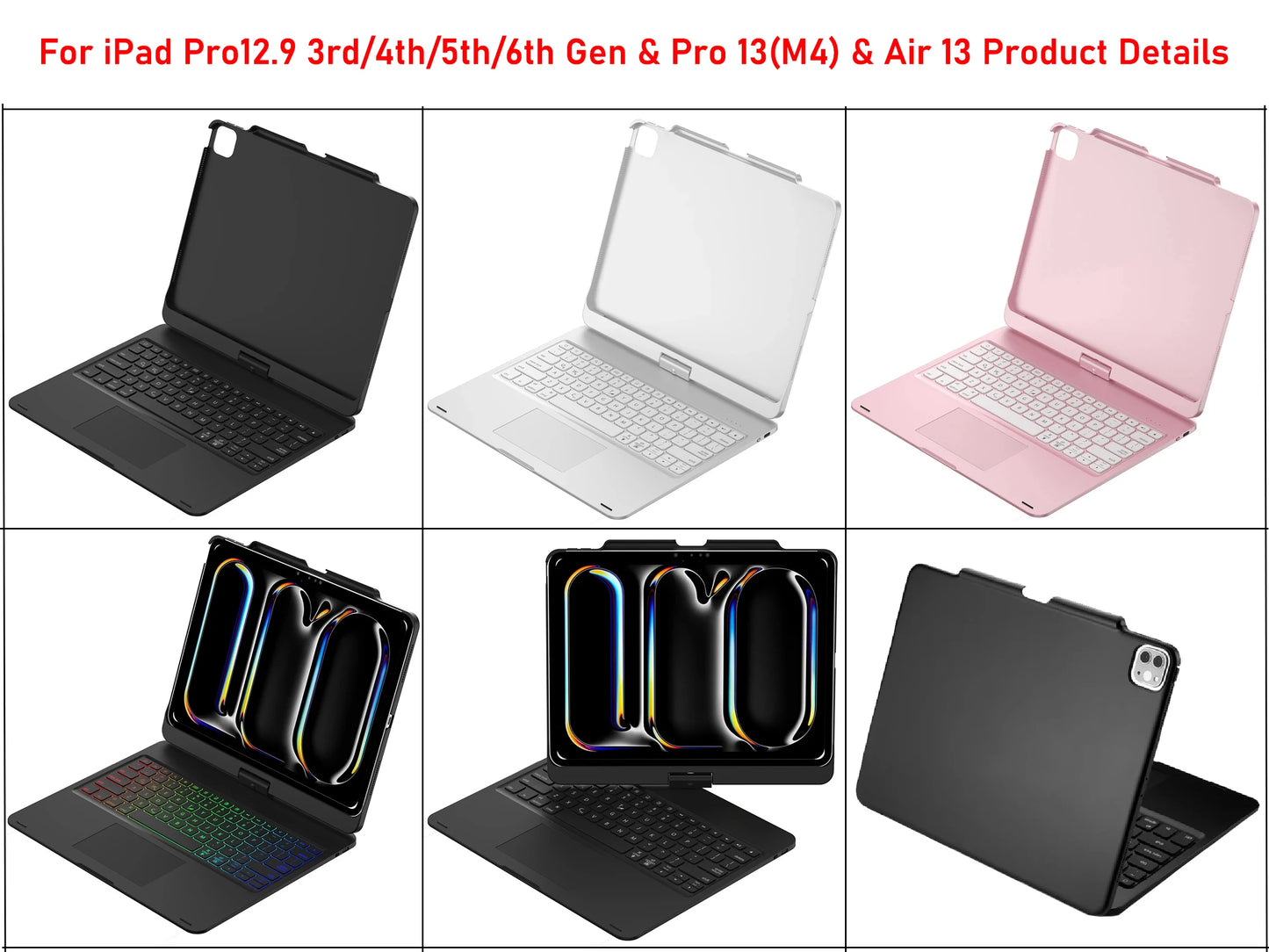 Magic Keyboard Case for iPad – Air 11/13, Pro 11/12.9, iPad 10th/7th-9th Gen, Backlit