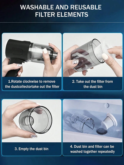 Cordless Handheld Vacuum Cleaner | Rechargeable, Multiple Nozzles for Car, Home, Pet Hair & Keyboard