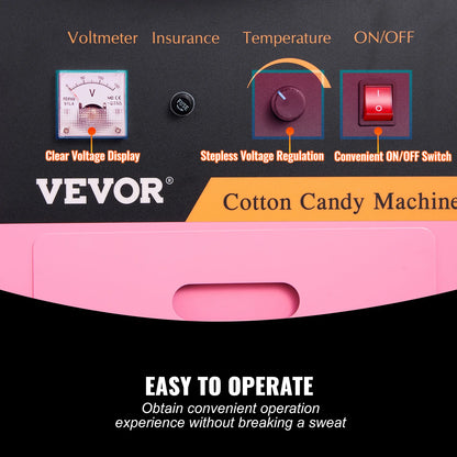 SucceBuy Electric Cotton Candy Machine with Cart | 1000W Commercial Floss Maker | Stainless Steel