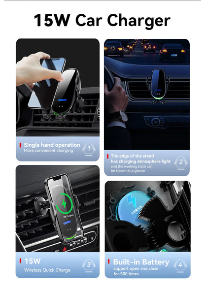 Essager 15W Wireless Car Charger Air Vent Mount – Fast Charging for iPhone, Xiaomi & Huawei