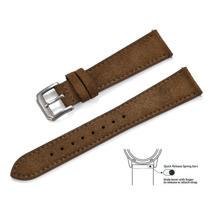 Vintage Suede Leather Watch Band – Quick Release 18/19/20/22mm for Men & Women