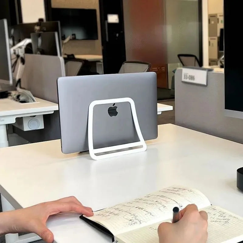 Vertical Laptop & iPad Stand – Gravity-Based, Multi-Device Desktop Holder, ABS Plastic