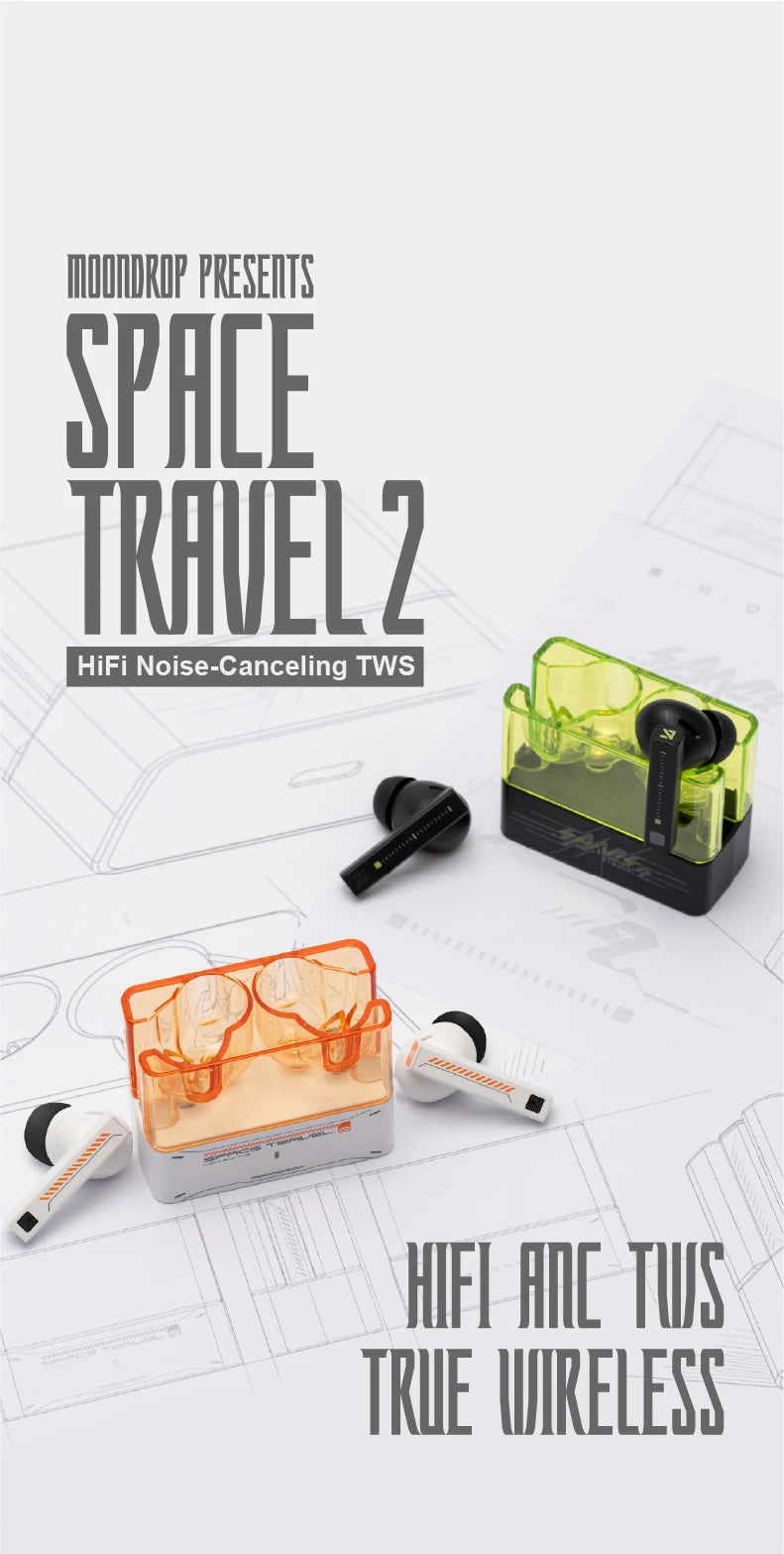 MOONDROP Space Travel 2 TWS Earbuds – HiFi ANC, Bluetooth 6.0, Low-Latency Game Mode, SBC/AAC