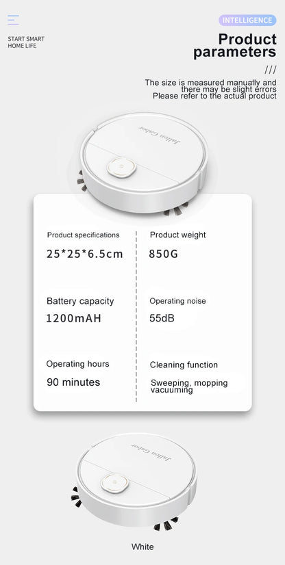 R.E.D. Shopping 3-in-1 smart sweeping robot vacuum cleaner for home, wireless, with sweeping and vacuuming functions.