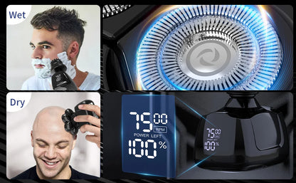 SEJOY 7D Head Shaver for Men – 6-in-1 Electric Razor, Nose Trimmer, Waterproof, 85min Runtime