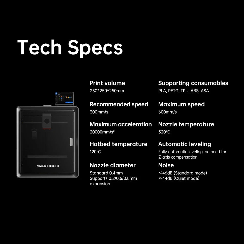 ANYCUBIC Kobra S1 Combo Multi-Color 3D Printer – Max 600mm/s, Core XY, High Precision