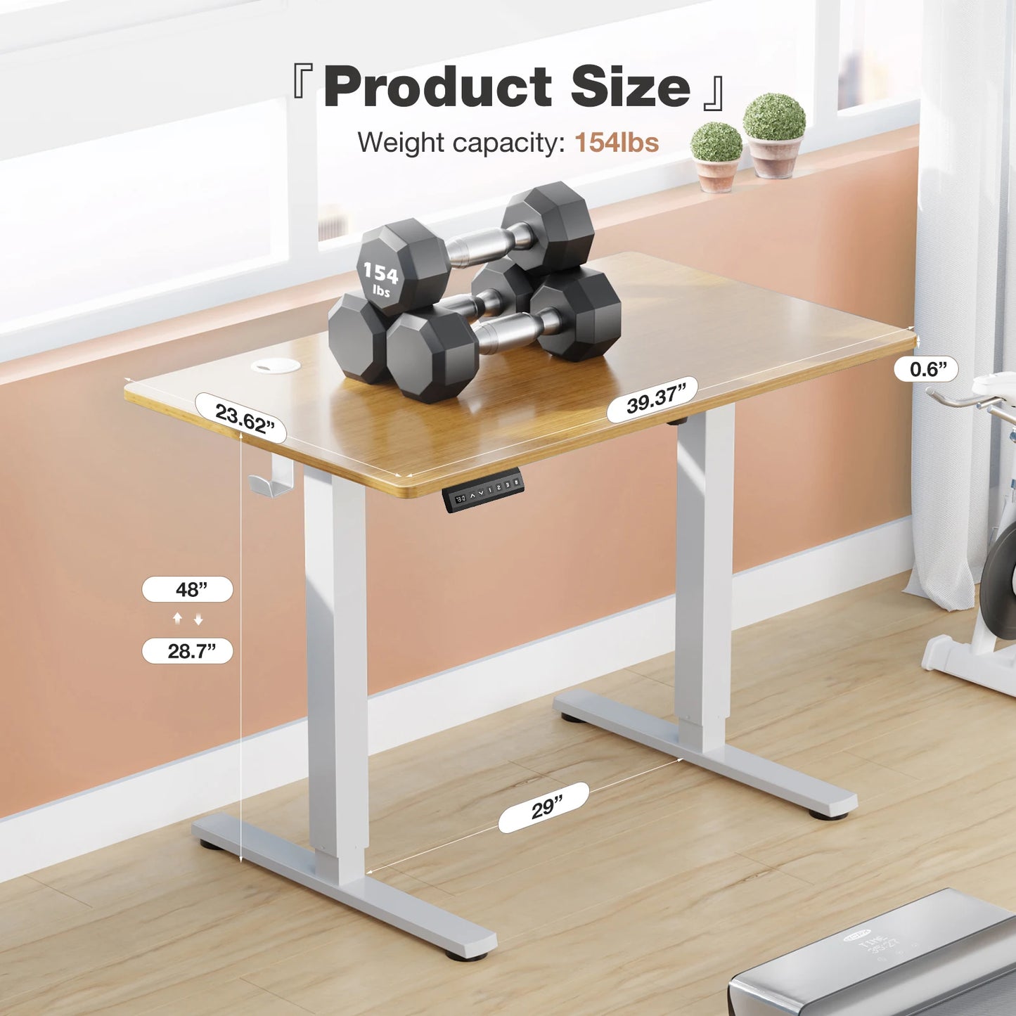 JHK Electric Standing Desk 40x24" – Height Adjustable Sit-Stand Ergonomic Workstation