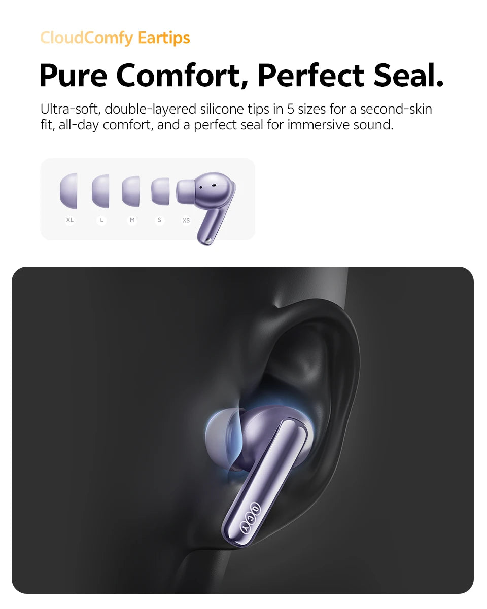 QCY MeloBuds N70 Wireless Earbuds – ANC, Bluetooth 6.0, LDAC, 50H, IPX5