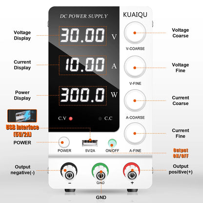 KUAIQU Adjustable DC Lab Bench Power Supply (30V–120V)