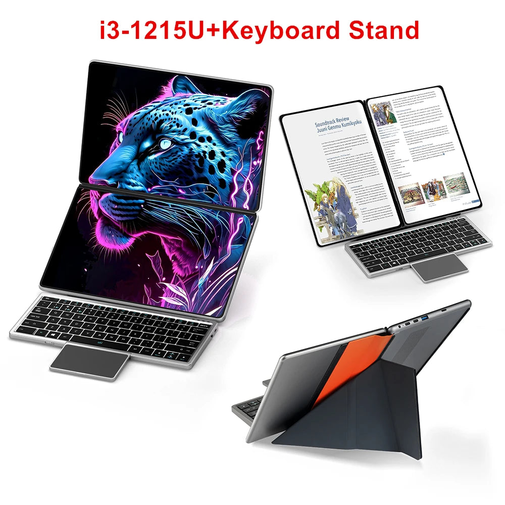 Topton Dual Screen Laptop 10.95" — Intel i3-1215U / N100, IPS Touch, WiFi 6, Windows 11