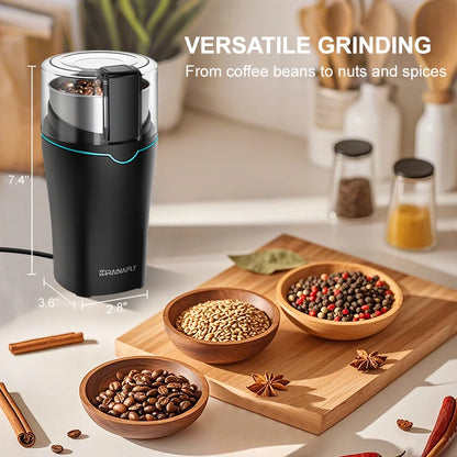 KIRAINAFLY 300W Professional Coffee & Spice Grinder – Removable Stainless Steel Cup
