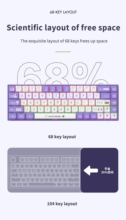 AJAZZ AK680 65% Mechanical Keyboard – Hot-Swap, RGB, Gasket Mount, 5 Colors