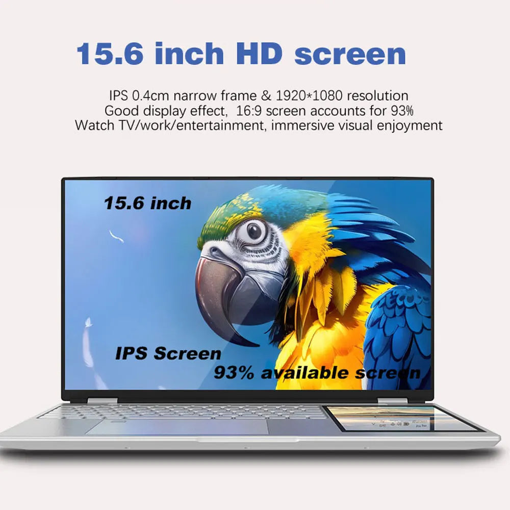 CRELANDER 15.6" Ultraslim Laptop – Intel N100, 16/32GB DDR4, up to 2TB SSD, RGB Backlit, Windows 11