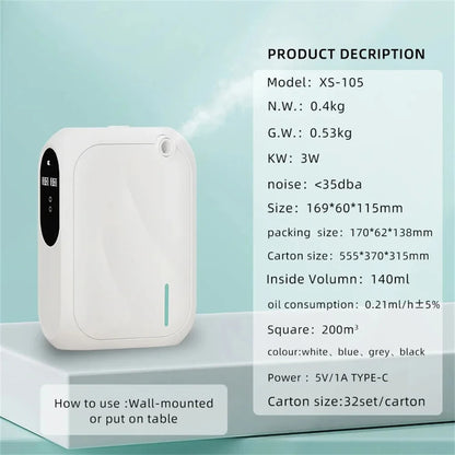 Hotel Scent Machine Aroma Diffuser – 200m³ Coverage, Bluetooth App Control