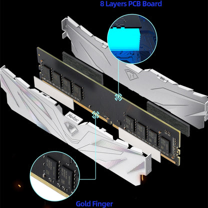 Netac DDR4 RAM with Heatsink – 8GBx2 / 16GBx2, 2666/3200/3600MHz, XMP 2.0