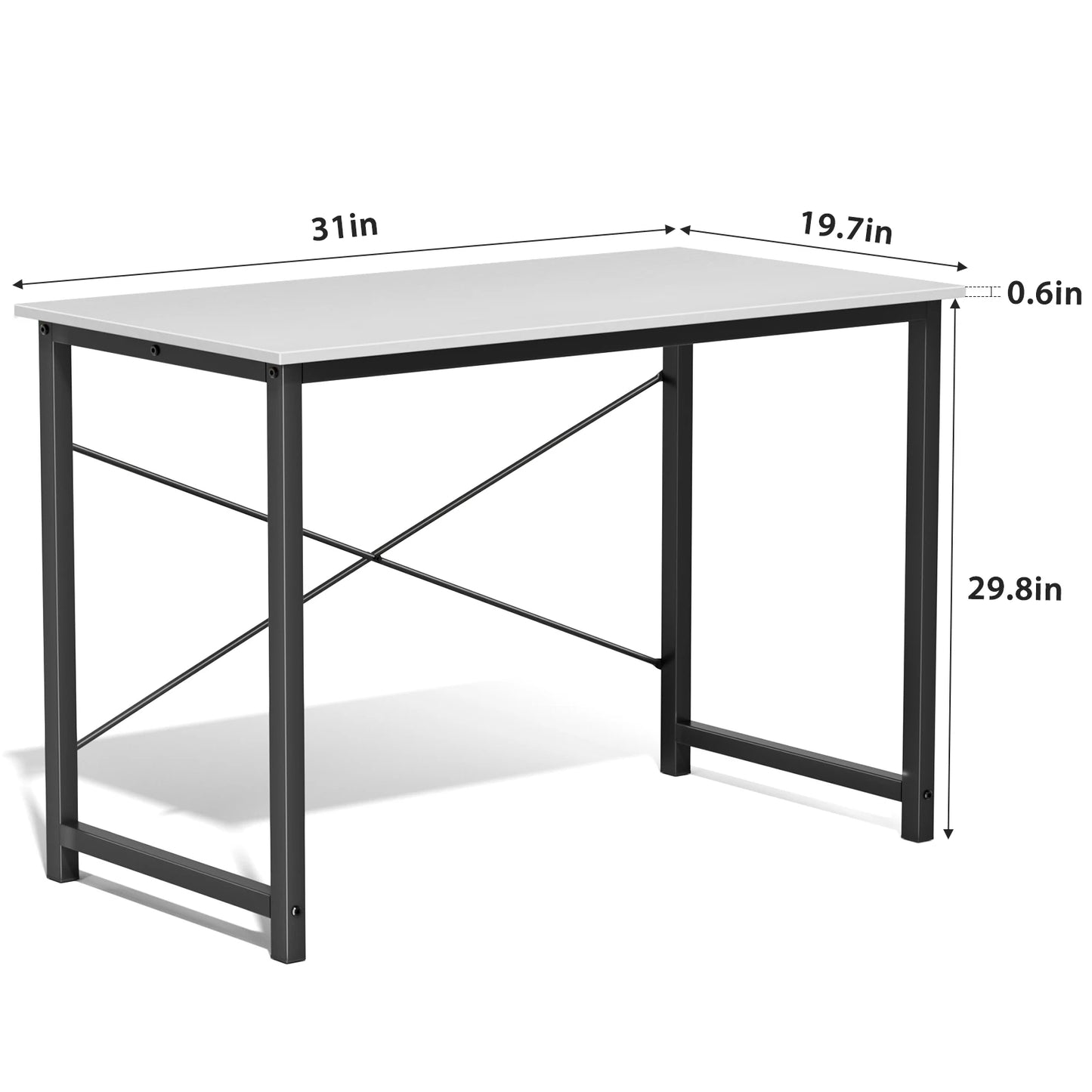 JHK Computer Desk | 5 Sizes, Modern Metal Frame & Wood Top