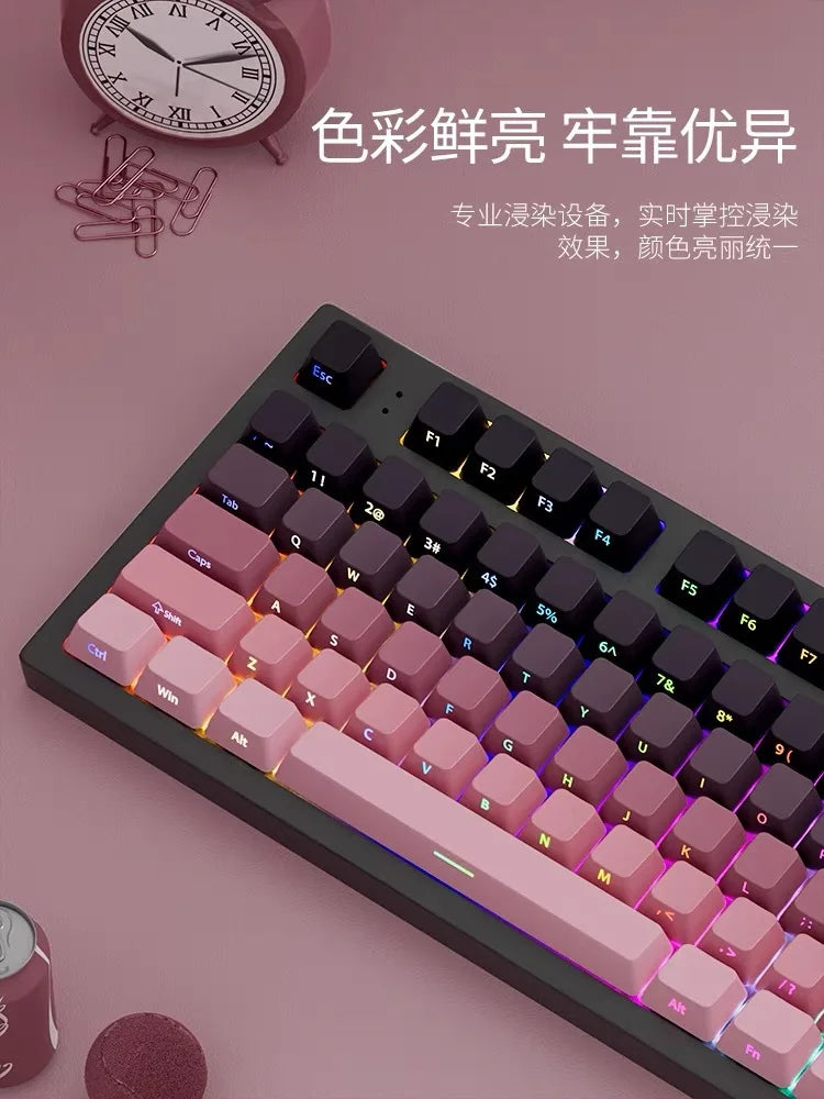 Transparent Pbt Keycaps With Side-Engraved Opacity Gradient Dye Sublimation For Mechanical Keyboard Six Color Personalized Fit