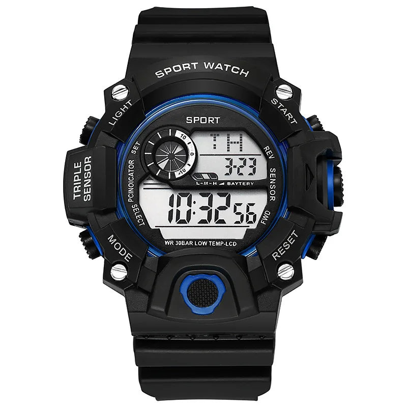 Men's R.E.D. Sports Electronic Wristwatch with large dial, waterproof design, luminous display, and alarm feature.