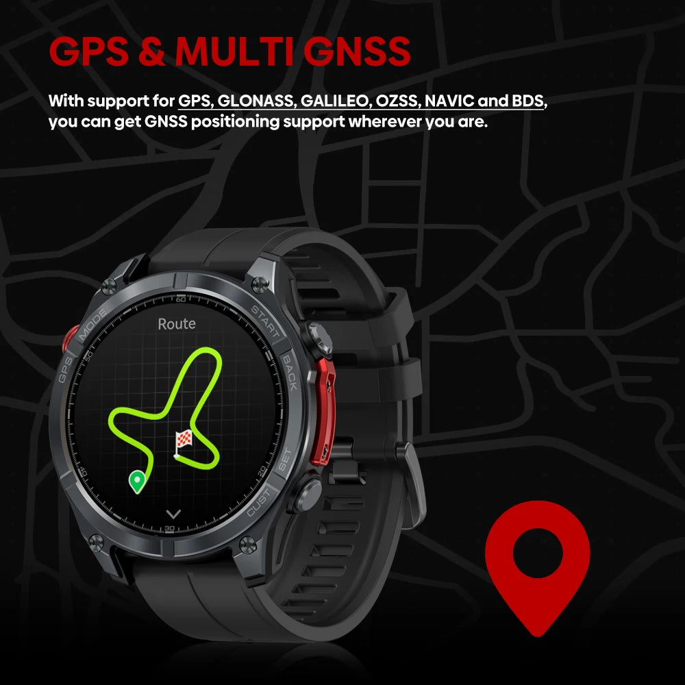 Ciberer Vertix Stratos 4 GPS Smart Watch – 1.43" AMOLED, Compass, Flashlight, 170+ Sports, 5ATM