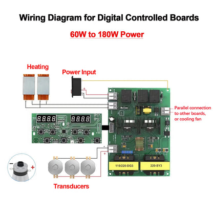 40kHz Ultrasonic Generator PCB Board 60W–180W – Mechanical & Digital Driver for Ultrasonic Cleaner 110V/220V