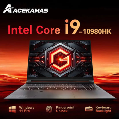 ACEKAMAS Laptop 15.6" – Intel Core i9 10980HK, 16GB RAM, up to 2TB SSD, Fingerprint, Backlit KB, Windows 11