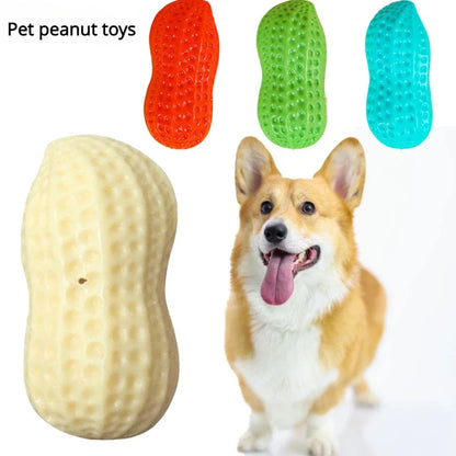 Peanut Squeaky Dog Chew Toy | TPR Teeth Cleaning Interactive Pet Toy