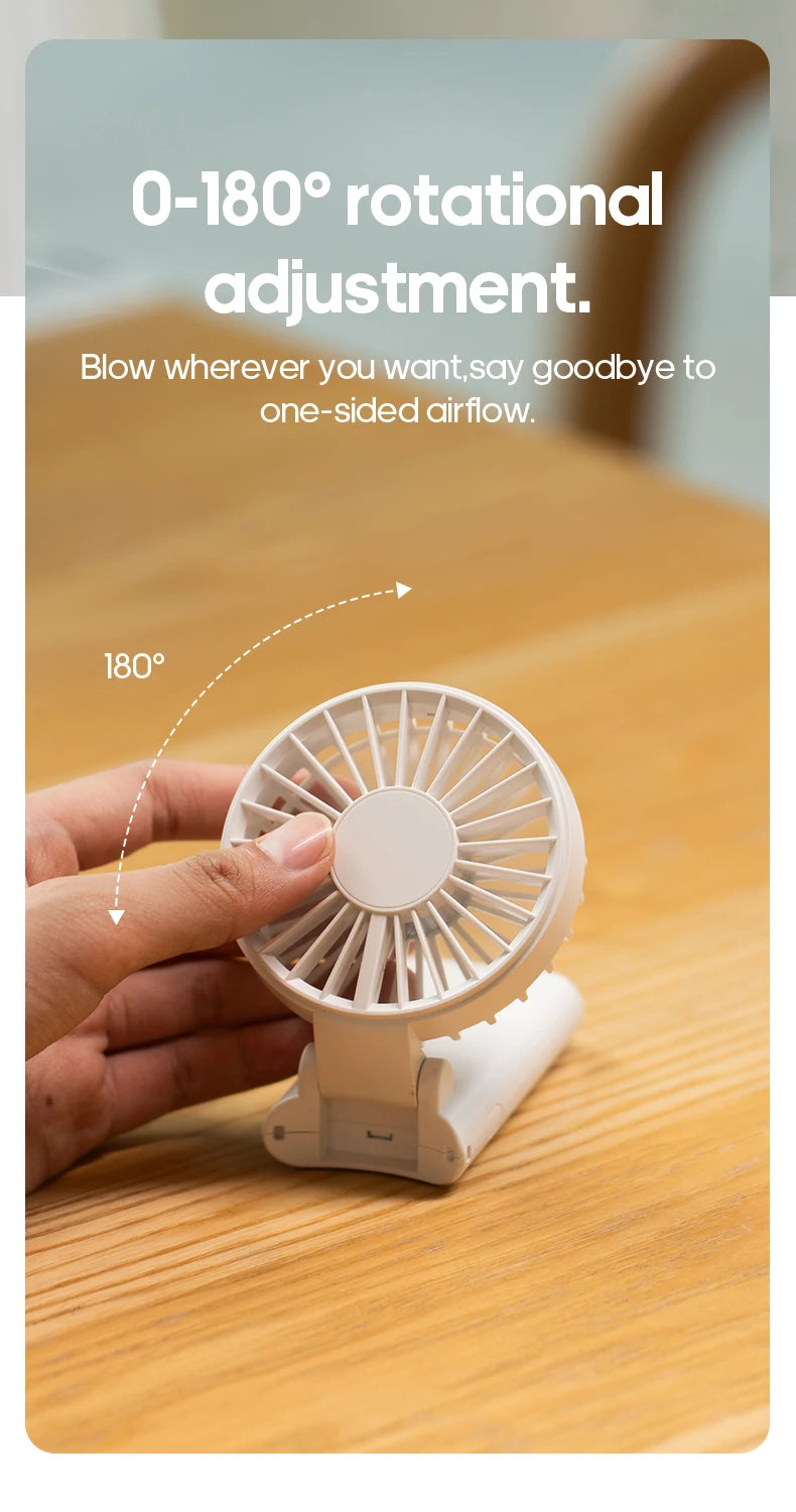 Portable Folding Handheld Fan | 1800mAh | 4-Speed | LED Display | Rechargeable | Outdoor Travel