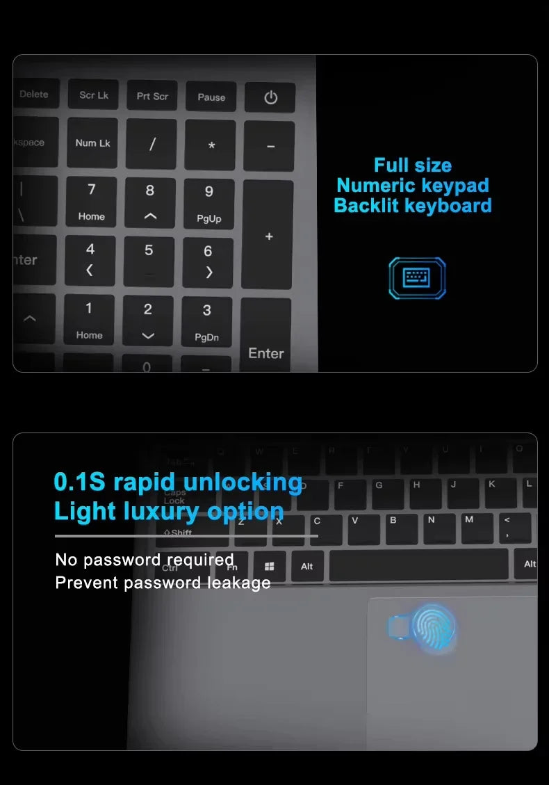 15.6" Gaming Laptop – Intel Core i9-10980HK or i3-6100U, 16GB RAM, up to 2TB SSD, Fingerprint, Backlit | Windows 11