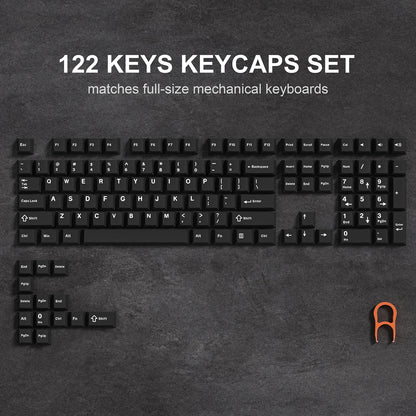 Retro dark red PBT keycap set with 126 double shot cherry profile keys for mechanical keyboards, by R.E.D. Shopping.