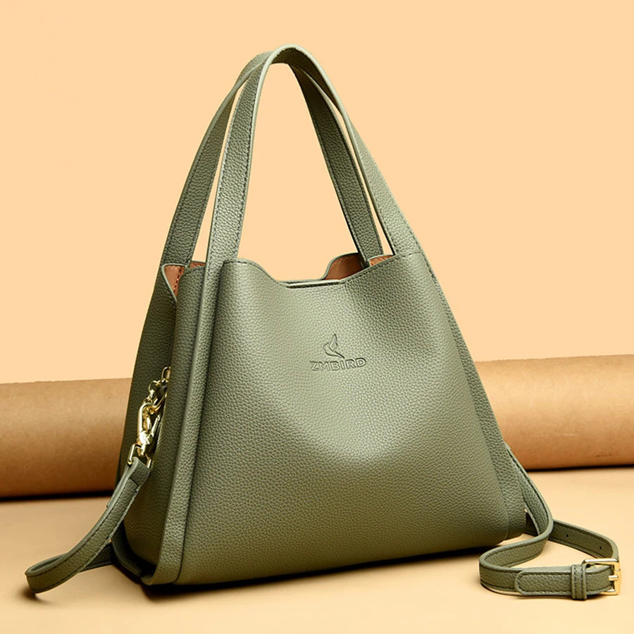 Soft PU Leather Tote Bag - Large Capacity Women's Shoulder Handbag