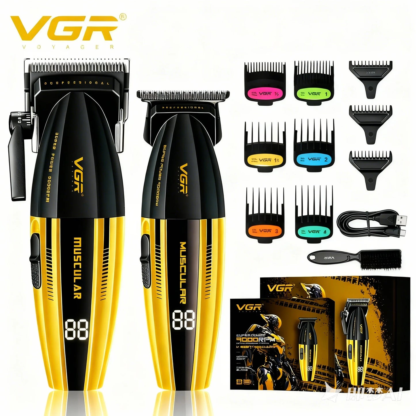 VGR Professional Hair Clippers | 9000 RPM | V-285 & V-003 | Cordless Barber Trimmer
