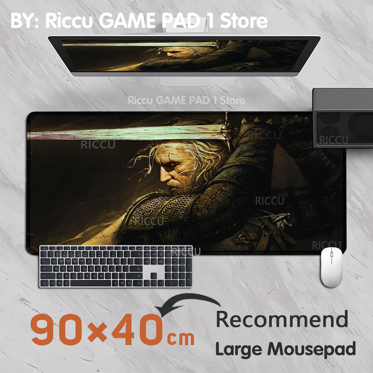 The Witcher 3 XXL Gaming Mouse Pad – Non-Slip, Lockedge, Thickened, Oversized Deskmat