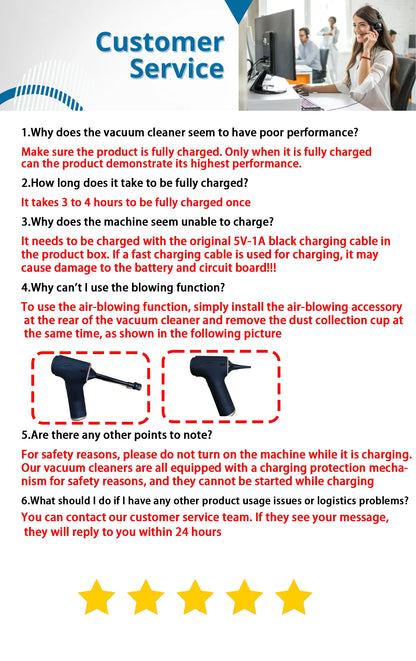 CENRR 98000Pa Cordless Car Vacuum Cleaner – Handheld, Wireless, Powerful Suction with Air Gun