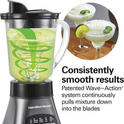 700W Blender & Food Processor Combo – 40oz Glass Jar, Travel Cup, 3-Cup Food Chopper | Gray/Black