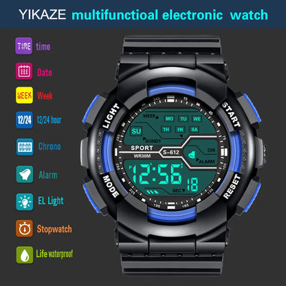 Men's Military Digital LED Sport Watch – Large Screen, Waterproof, Luminous Outdoor Wristwatch