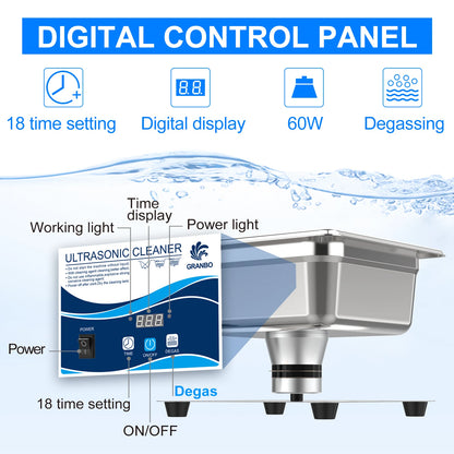 800ml Ultrasonic Cleaner 60W | EU Plug | Degas | 110V-220V | Watches & Jewelry