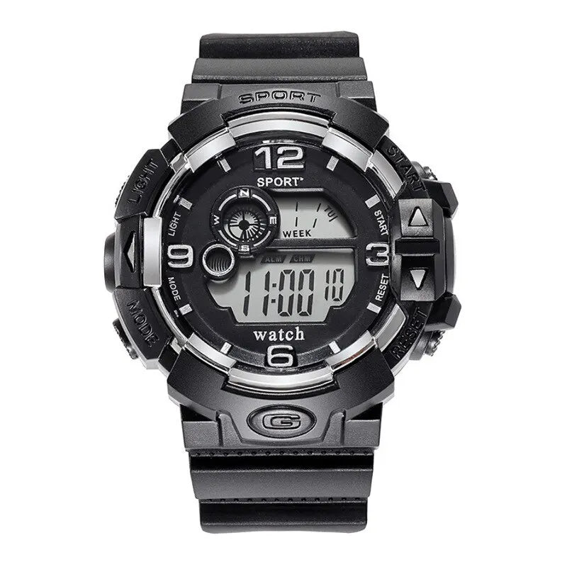 Men's Luminous Military LED Digital Watch - Waterproof, Silicone Strap, Calendar Display