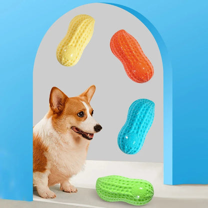 Peanut Squeaky Dog Chew Toy | TPR Teeth Cleaning Interactive Pet Toy