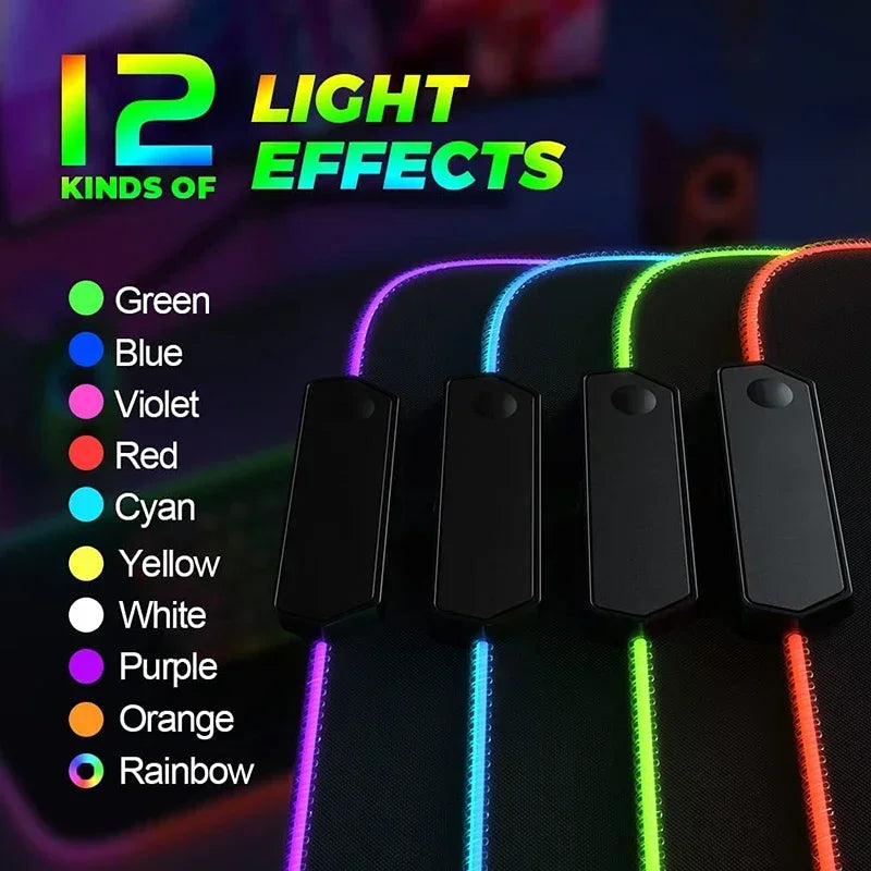 RGB Gaming Mouse Pad XXL with Backlight – Multiple Sizes, Non-Slip Rubber, 3mm