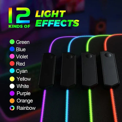 RGB Gaming Mouse Pad XXL with Backlight – Multiple Sizes, Non-Slip Rubber, 3mm