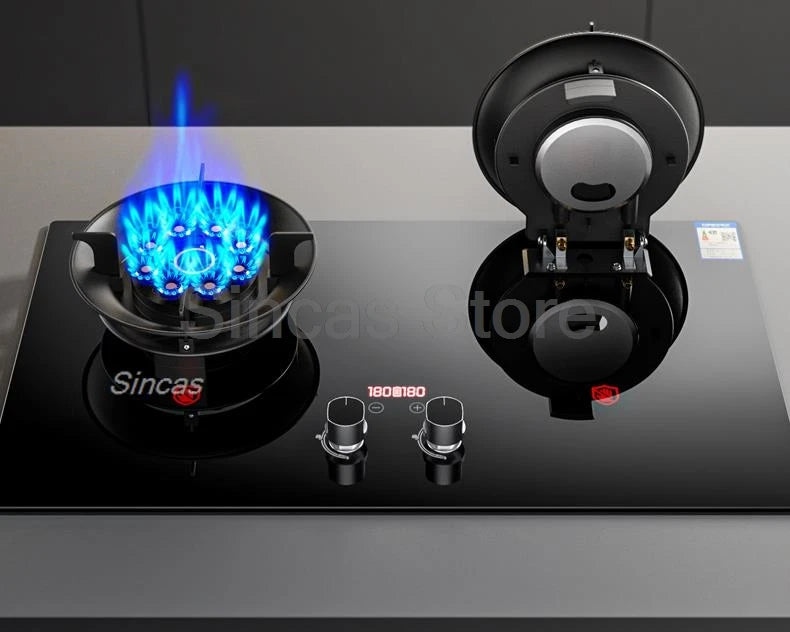 Sincas Two-Burner Gas Stove | 4.2–8.5KW | LPG & Natural Gas | Ceramic Glass | Desktop