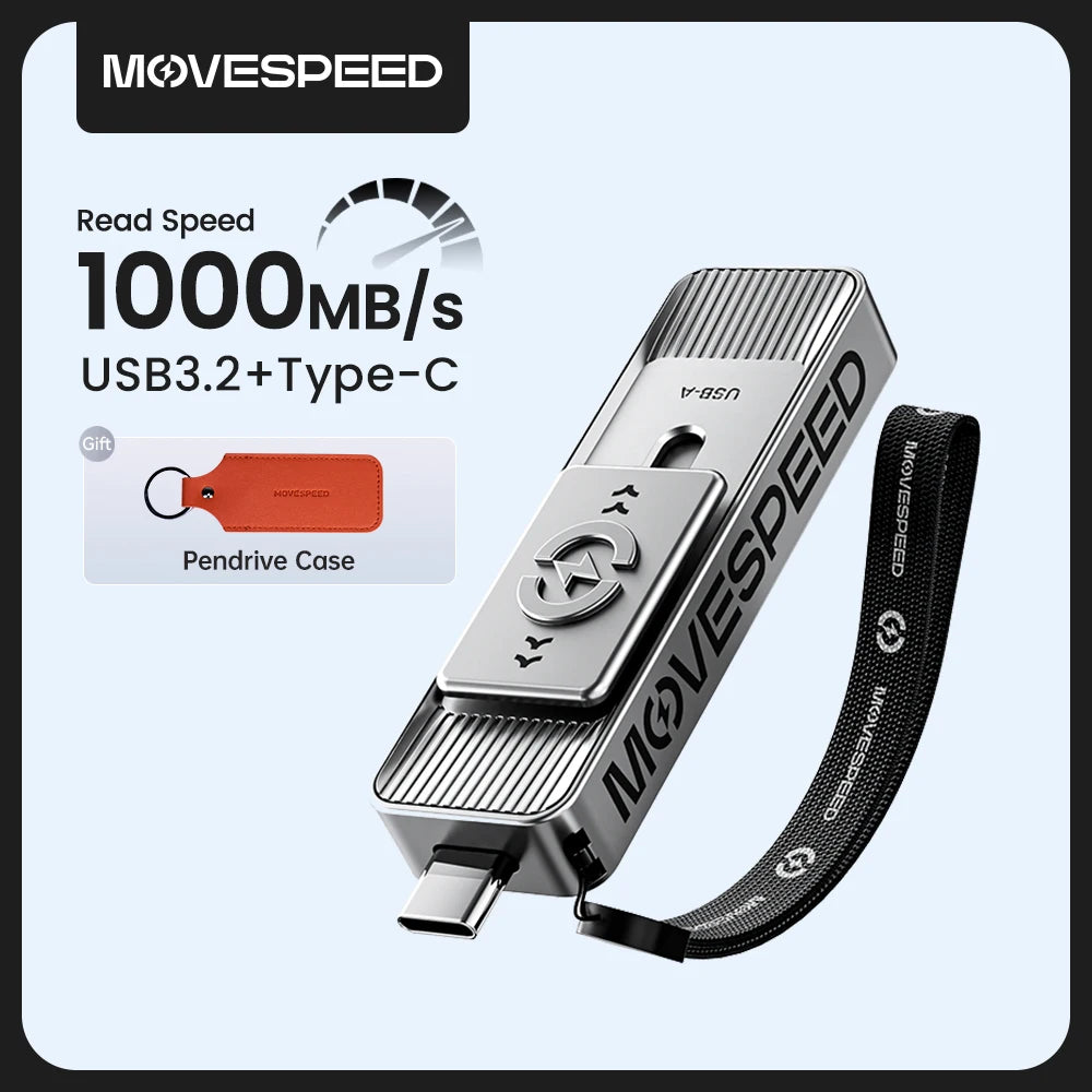 MOVESPEED 1000MB/s USB 3.2 Gen2 Flash Drive – Type-C Solid State Pen Drive 128GB–2TB