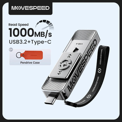MOVESPEED 1000MB/s USB 3.2 Gen2 Flash Drive – Type-C Solid State Pen Drive 128GB–2TB