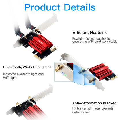 Fenvi FV-AC1200 PCIe WiFi Adapter | AC1200 Dual Band 2.4G+5G | Bluetooth 4.2 | Win 7/10/11 Desktop