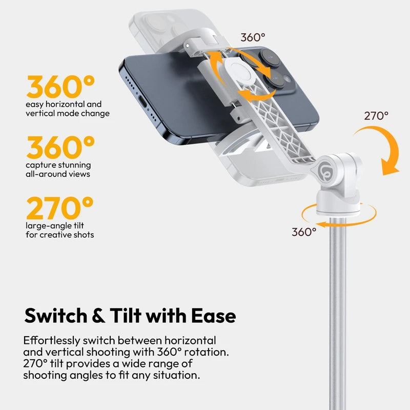Ulanzi TT88 1.44M Overhead Selfie Stick Tripod – Magnetic Clamp, Wireless Remote, for Vlog & Live