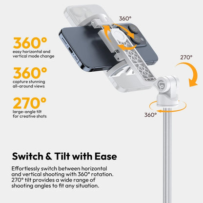 Ulanzi TT88 1.44M Overhead Selfie Stick Tripod – Magnetic Clamp, Wireless Remote, for Vlog & Live