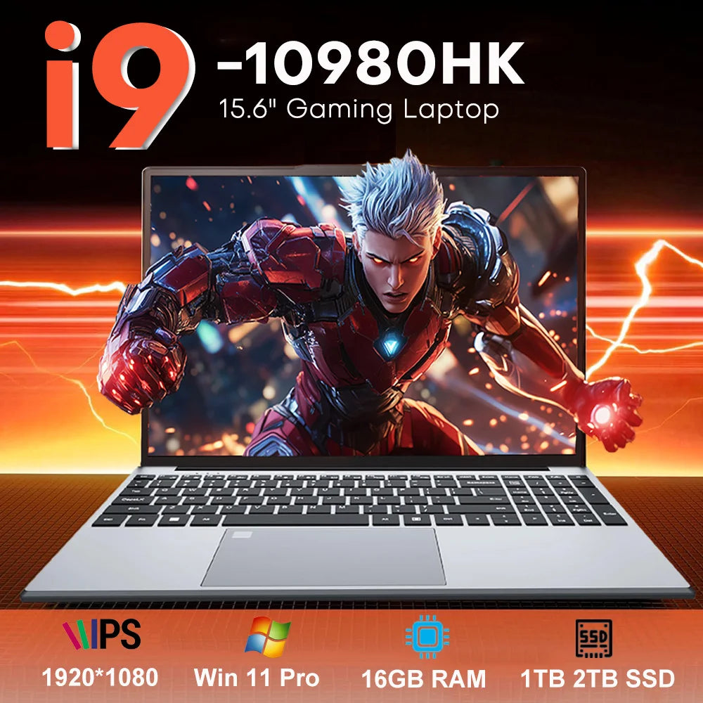 Portable Gaming Laptop 15.6" – Intel Core i9 10980HK, 16GB RAM, 512GB/1TB/2TB SSD, Windows 11 Pro
